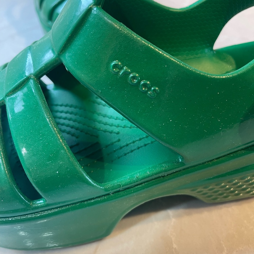 CROCS Green Platform Sandals - Picture 2 of 5